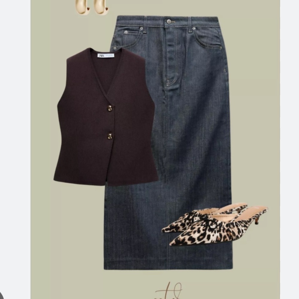 Zara - DENIM SKIRT SMALL - Picture 4 of 11